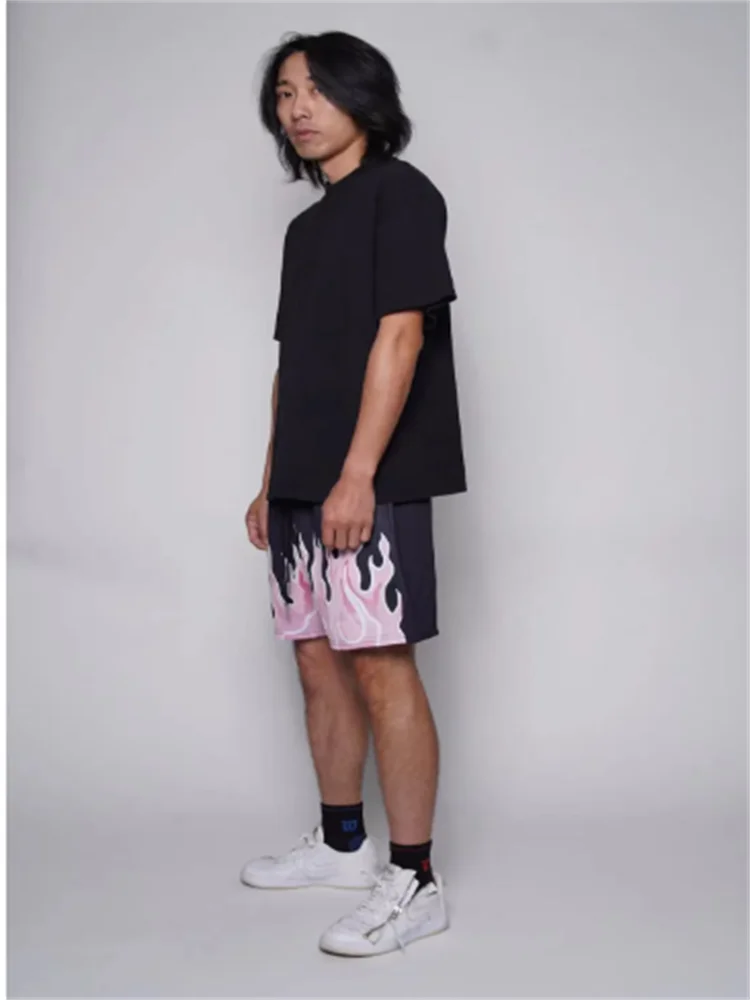 2023 Mesh Breathable Men Shorts GYM Basketball Running Quick-Drying Shorts Baggy Flame Print Fashion Shorts Summer Shorts