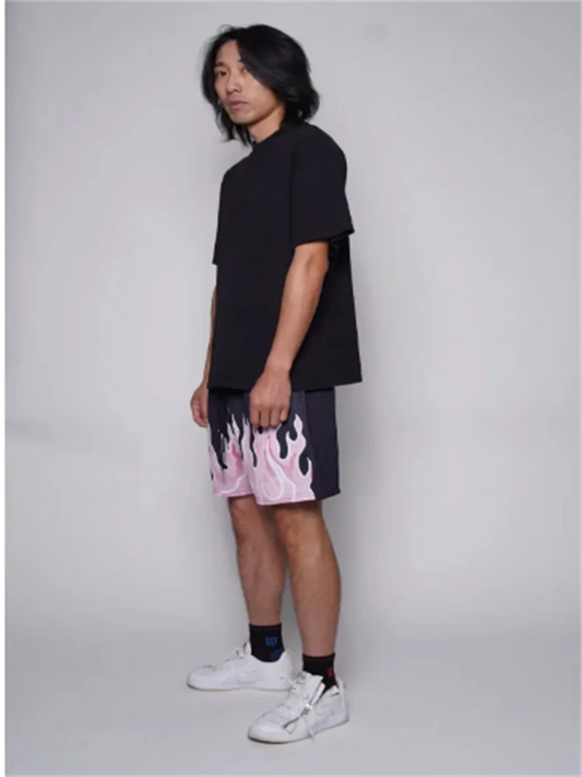 2023 Mesh Breathable Men Shorts GYM Basketball Running Quick-Drying Shorts Baggy Flame Print Fashion Shorts Summer Shorts