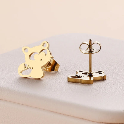 Stainless Steel Halloween Ghost Cat Stud Earrings For Women Girls Gold Color Waterproof Fashion Ear Party Jewelry Gift Wholesale