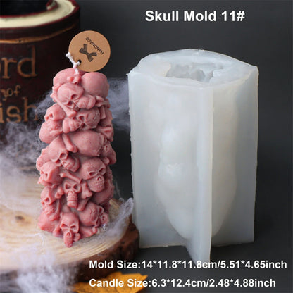 Square Pumpkin Candle Silicone Molds 3D Skull Pillar Candle Mold for DIY Ghost Pumpkin Epoxy Resin Halloween Party Home Decor