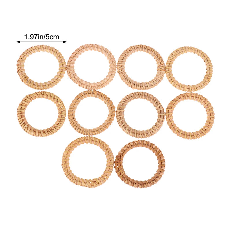 10Pcs Woven Rattan Napkin Rings Rustic Woven Tabletop Holders For Christmas Thanksgiving Home Wedding Party Decor
