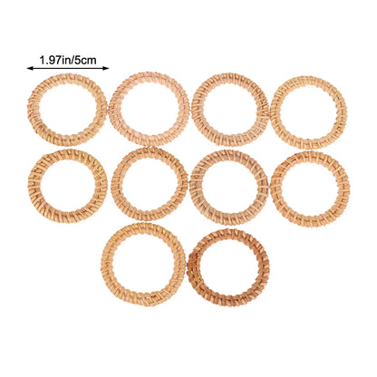 10Pcs Woven Rattan Napkin Rings Rustic Woven Tabletop Holders For Christmas Thanksgiving Home Wedding Party Decor