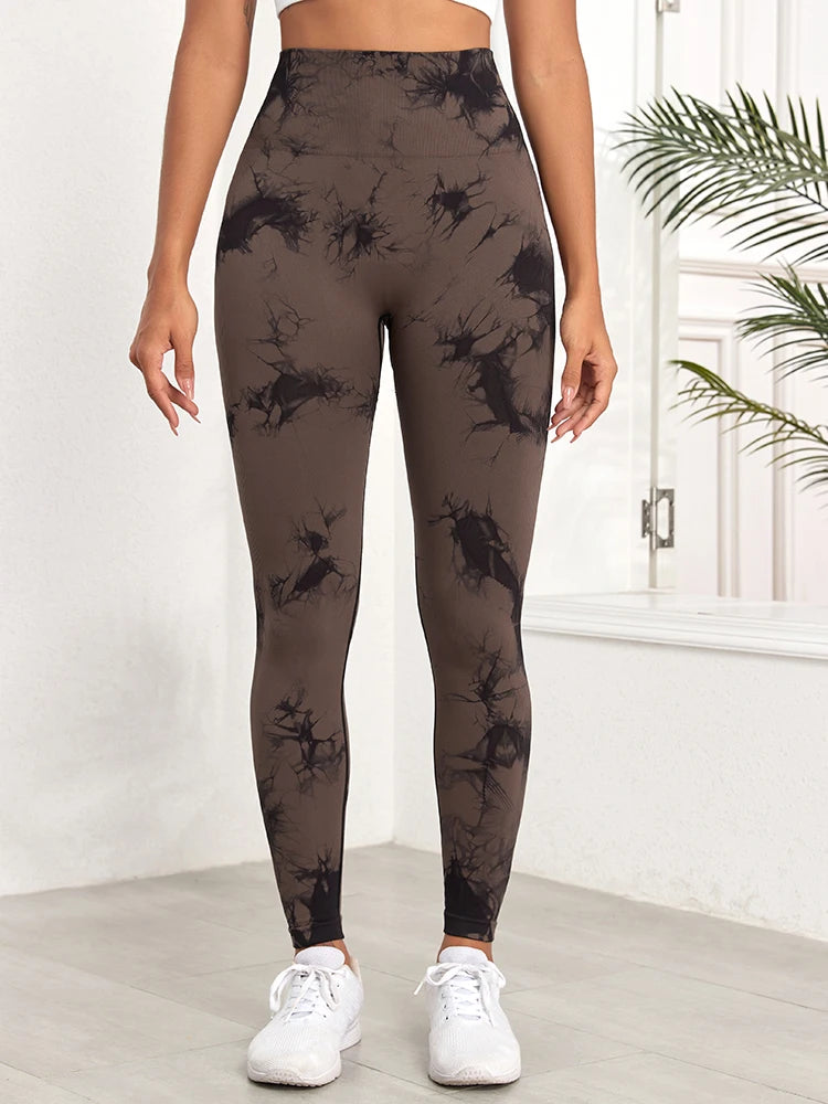 Tie Dye Seamless Gym Leggings Women Push Up Women Mallas Sports Fitness Contour Yoga Running Pants Elastic  Leggins