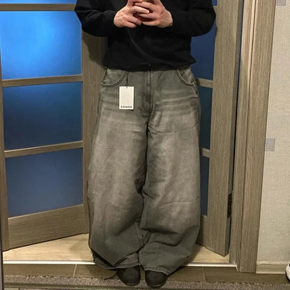 American Fashion Trend Selling Washed Jeans Women Men Y2K New Street Retro Joker Straight Wide Leg Pants Unisex Punk Loose Jeans