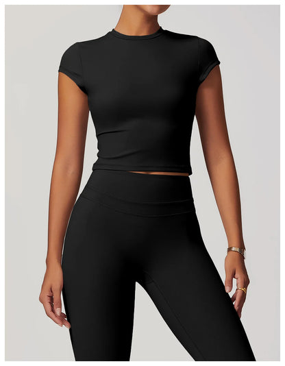 SWELTERING Women Short Sleeve Yoga Top Sport T Shirts Fitness Workout Clothes Yoga Shirt Gym Top Running Active Wear Sport Top