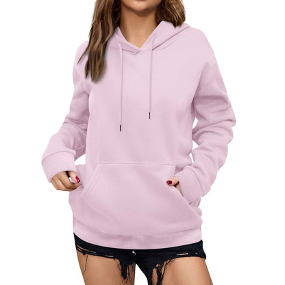 y2k Solid Minimalist Women's Hoodie, Long Sleeve With Pocket Casual Daily Wear 2024 Women Hoodies Autumn Sudadera de mujer