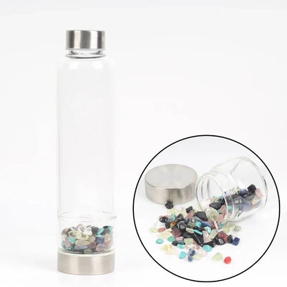 550ML Creative Natural Quartz Crystal Glass Water Bottle Irregular Stone Cup Point Wand Healing Infused Elixir Cup Natural Stone