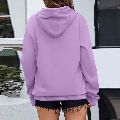 y2k Solid Minimalist Women's Hoodie, Long Sleeve With Pocket Casual Daily Wear 2024 Women Hoodies Autumn Sudadera de mujer