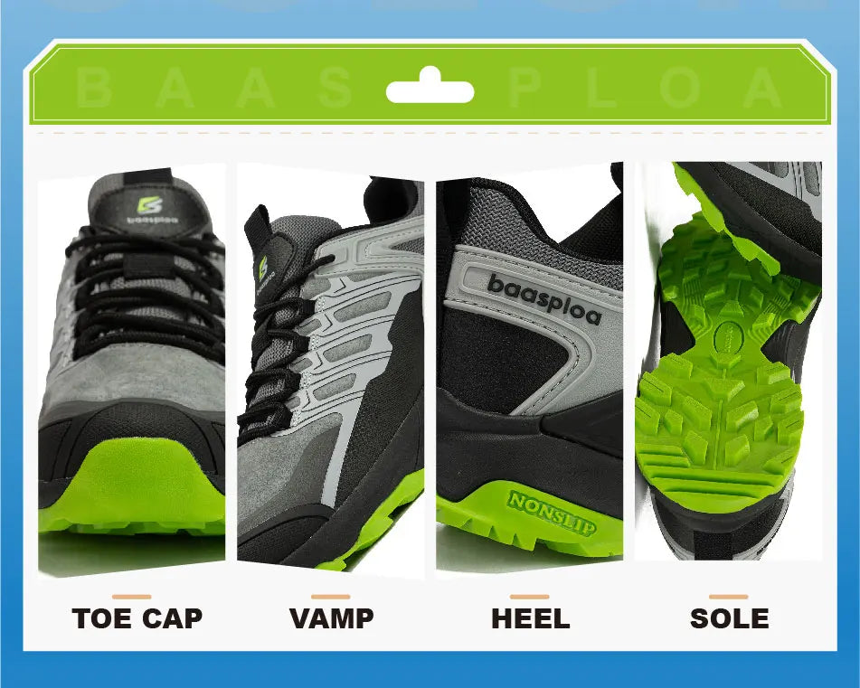 Baasploa Men Hiking Shoes Waterproof Outdoor Sneakers for Men Casual Sneakers Anti-Skid Wear-Resistant Male Shoes New Fashion