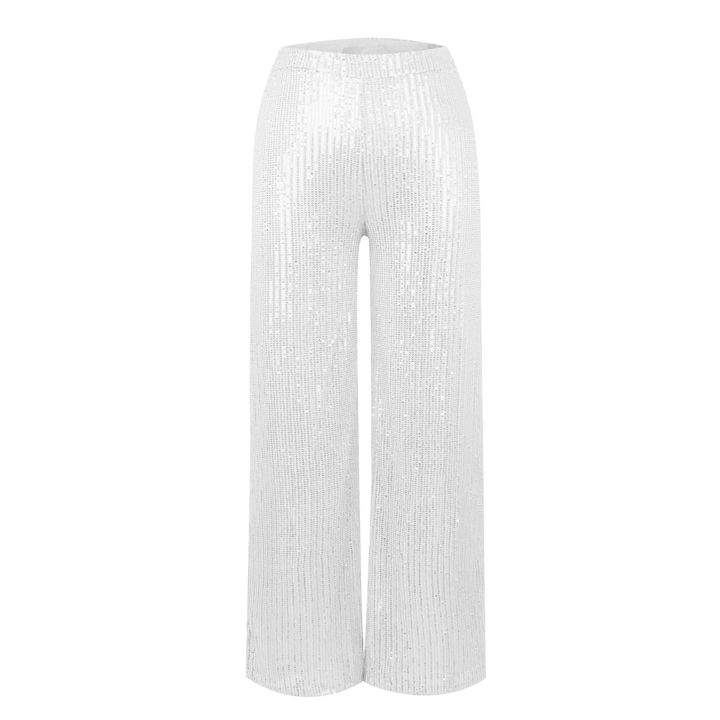 Women's Fashion Solid Color High Waist Sequin Side Zipper Draped Wide Leg Pants Pants for Women Women’s Pants Women’s Pants 2024