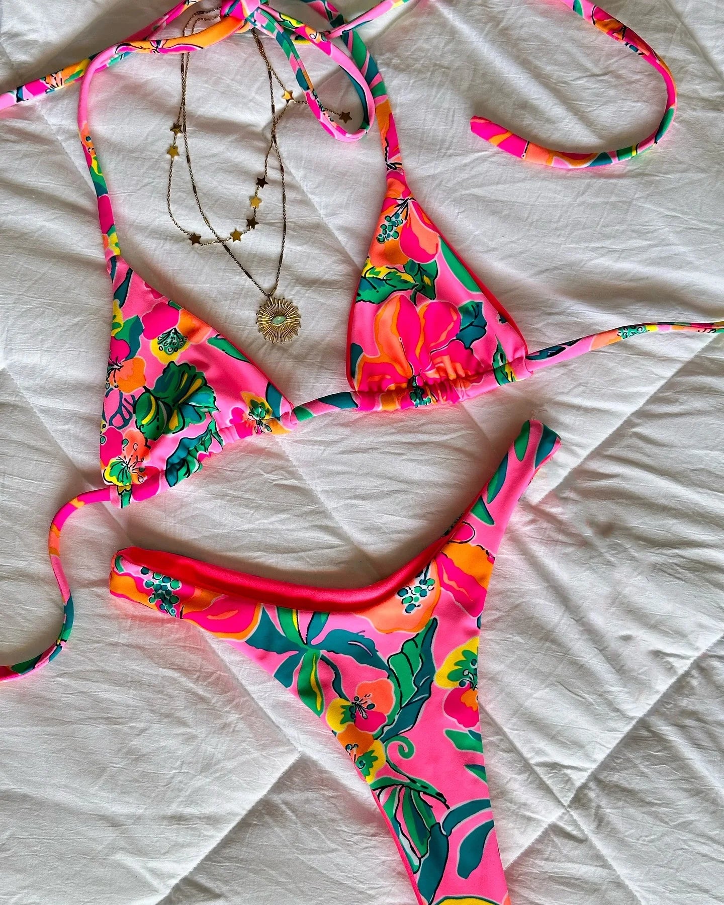 2025 Halter Bikinis Women Swimsuit New Sexy Swimwear Print Brazilian Bikini Set Micro Biquini Female Cute Beachwear