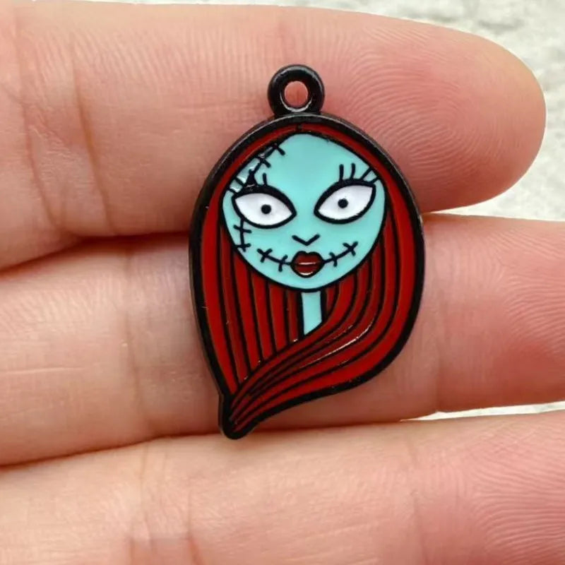 10pcs Halloween Charm Jewelry Accessories Enamel Necklace Earring Pendant Diy Making Supplies Alloy Metal Black Plated