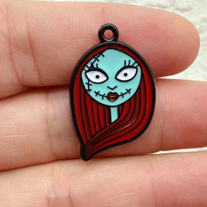 10pcs Halloween Charm Jewelry Accessories Enamel Necklace Earring Pendant Diy Making Supplies Alloy Metal Black Plated