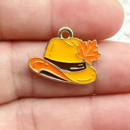 10pcs/16pcs Enamel Thanksgiving Cake Pumpkin Sunflower Charms for Earrings Bracelets Pendants Making DIY Jewelry Accessories