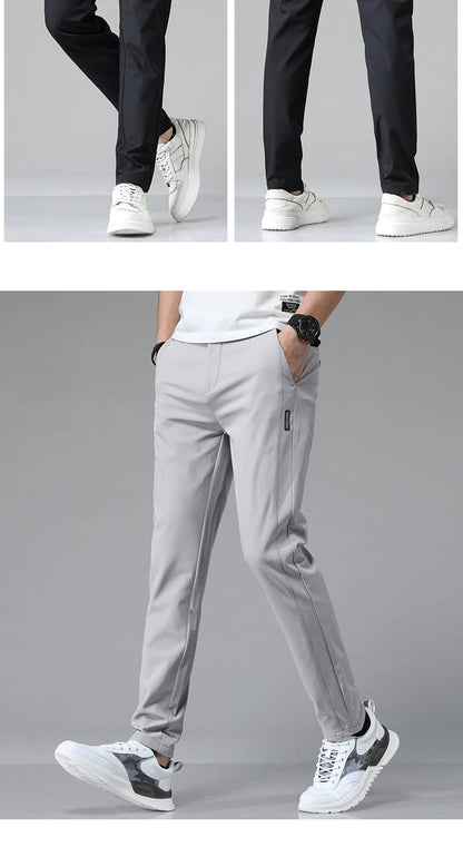 2024 Spring Summer Ultra-thin Men's Stretch Slim Straight Casual Pants High Quality Fashion Breathable Golf Sports Trousers