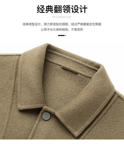 2024 Autumn/Winter New Double sided Woolen Coat High end Fabric Korean Edition Fashion Pure Handmade Woolen Coat Work Style