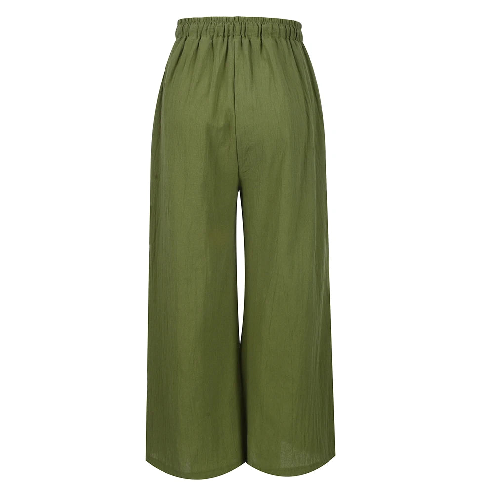 3XL 5XL Plus Size High Waist Long Pants for Women Clothing 2024 Summer Solid Casual Wide Leg Trousers Fashion Korean Female Clot