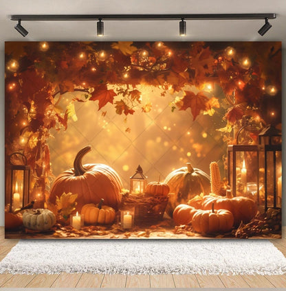 Autumn Backdrop Maple Pumpkin Maple Leaves Forest Haystack Harvest Thanksgiving Baby Portrait Photography Background Photobooth