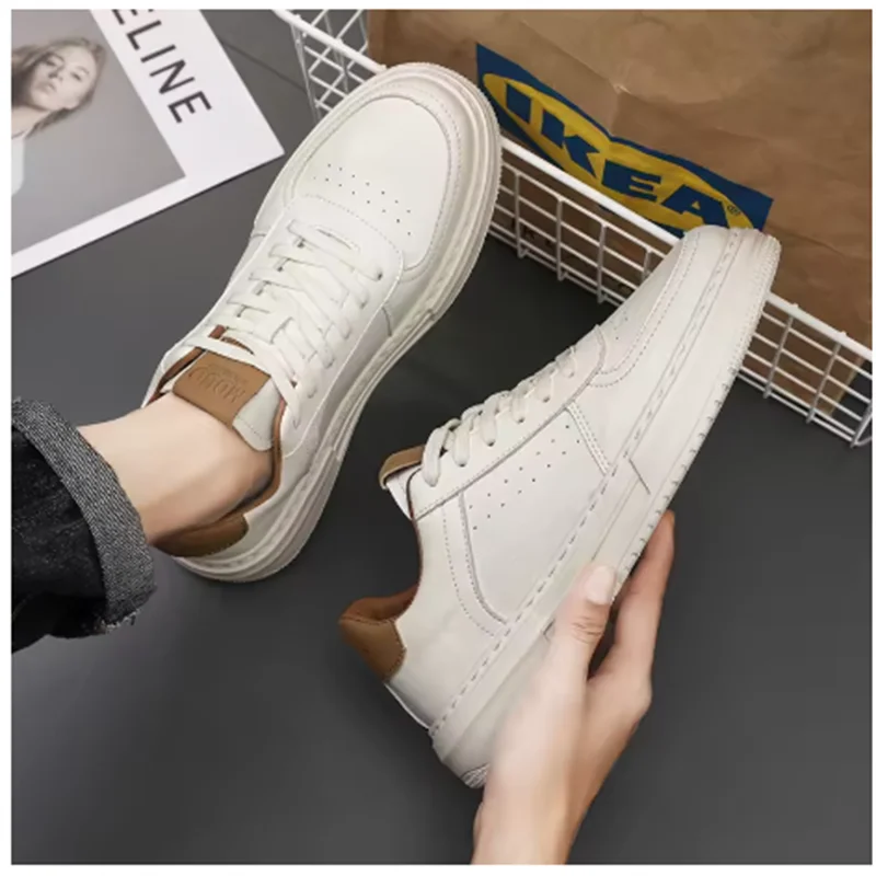 2025 Low Price Sneakers Practical Thick Soled Casual Shoes Wear Resistant Outdoor Run Shoes Comfortable Soft Leather Board Shoes
