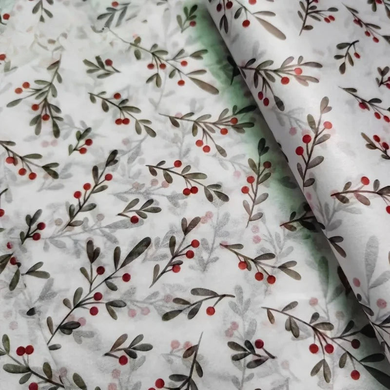 10pcs Holly, Berry Thin Paper, Wax-Coated Gift Wrapping, Party Favor Packaging for Christmas, Thanksgiving, Birthdays, Bouquets