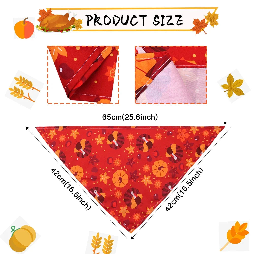 50pcs Dog Bandana Thanksgiving Pet Supplies Small Dog Cat Puppy Bandanas Scarf  Fall Dog Accessories Pumpkin Turkey Dogs Bandana