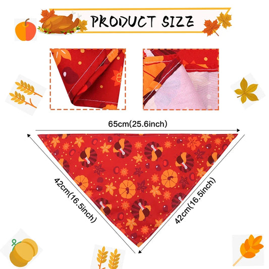 50pcs Dog Bandana Thanksgiving Pet Supplies Small Dog Cat Puppy Bandanas Scarf  Fall Dog Accessories Pumpkin Turkey Dogs Bandana