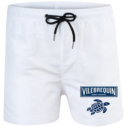 2025 new luxury beach shorts quick-drying men's swimsuit summer swimming trunks sports fitness running three-quarter pants men's