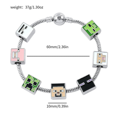 A set of cute square-shaped zinc alloy bracelets, suitable for giving to your girlfriend, friends or on a festival or birthday