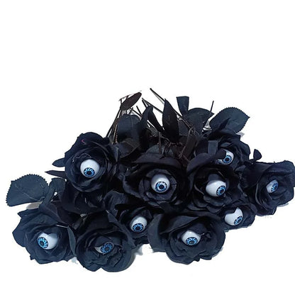 1/3/5Pcs Halloween Artificial Flowers Black Rose With Eyeball For Halloween Party Decor Home Horror Props DIY Bouquets Craft