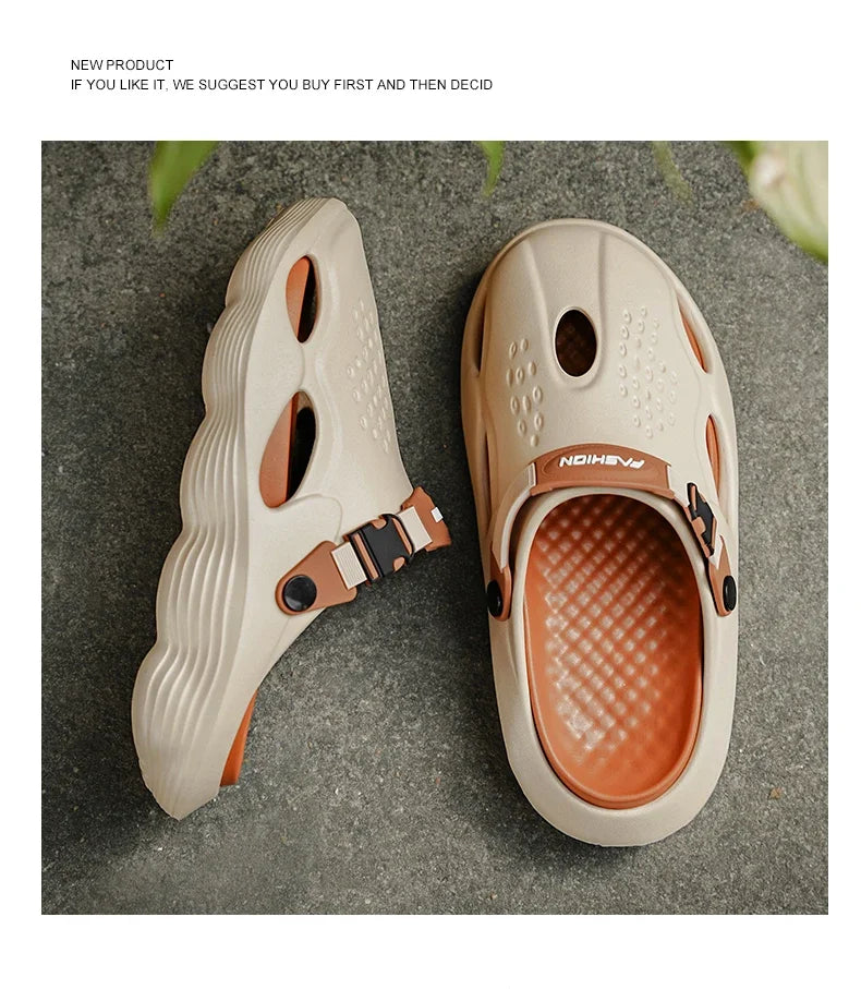 Summer Sandals Men New Fashion Cave Shoes Comfortable Soft Sole Outdoor Indoor Men's Garden Clogs Beach Shoes Slippers