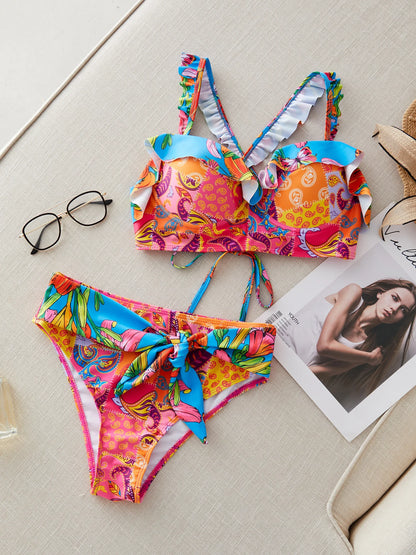 2024 New Sexy Brazilian Bikini Set Women Print Biquini Female Cut Bikinis Swimwear Push Up Swimsuit Bath Suit