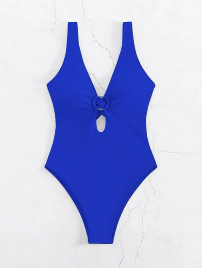 Twisted Hollow Out Bikini Micro Monokini Rings Sexy Deep-V Swimsuit Women Swimwear One-piece Beach Bathing Suit Vacation Outfits