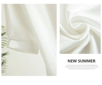 2025 New In Summer Satin Silk Half-Sleeve Tee Tops Basic Solid Women‘s T-Shirt Casual O-neck Thin Shirts Ladies Loose Blouses
