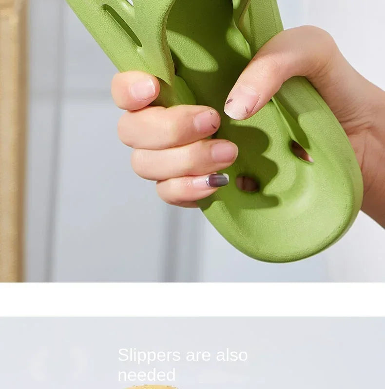Bathroom Slippers Women Leaking Sandals Cheese Slides Summer Eva Shoes For Men Soft Anti-Slip Flip Flops Couples Indoor Slipper