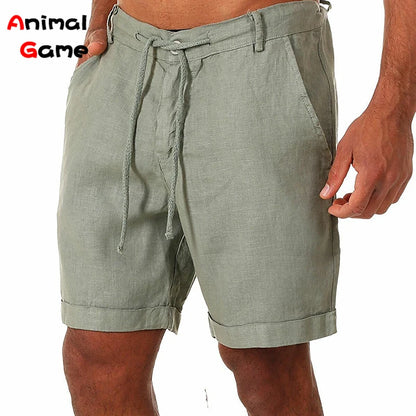 Summer Fashion Mens Linen Shorts Men Cotton Beach Short  New Wild Leisure Loose Solid Cargo Shorts for Men Sweatshorts