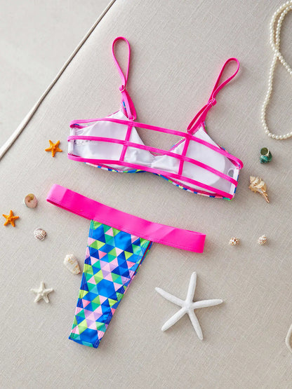 2024 New Sexy Brazilian Bikini Set Women Print Biquini Female Cut Bikinis Swimwear Push Up Swimsuit Bath Suit