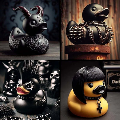 2024 Duck Statue Gothic Sculpture Punk Animal Figurine Resin Desk Decoration Collectible Figurines Satan Duck Tabletop Ornaments