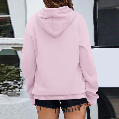 y2k Solid Minimalist Women's Hoodie, Long Sleeve With Pocket Casual Daily Wear 2024 Women Hoodies Autumn Sudadera de mujer