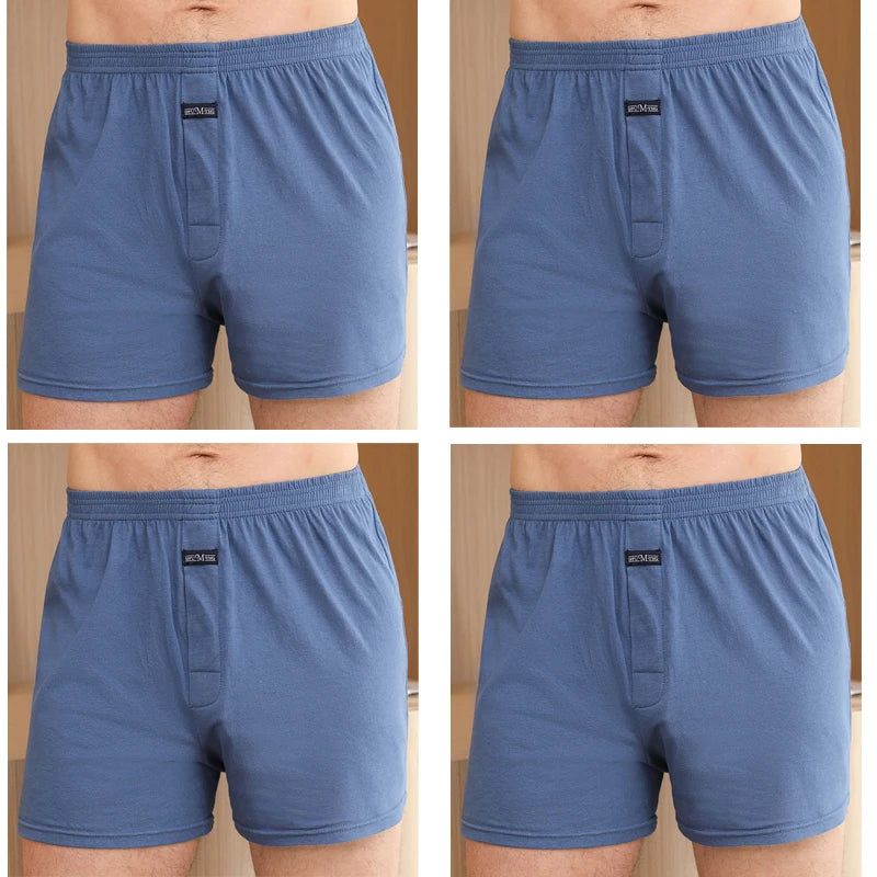4pcs Male Arrow Pants Men Cotton Boxers Shorts Loose Mid-Waisted Men's Plus Size Underwear Homewear Comfortable Panties