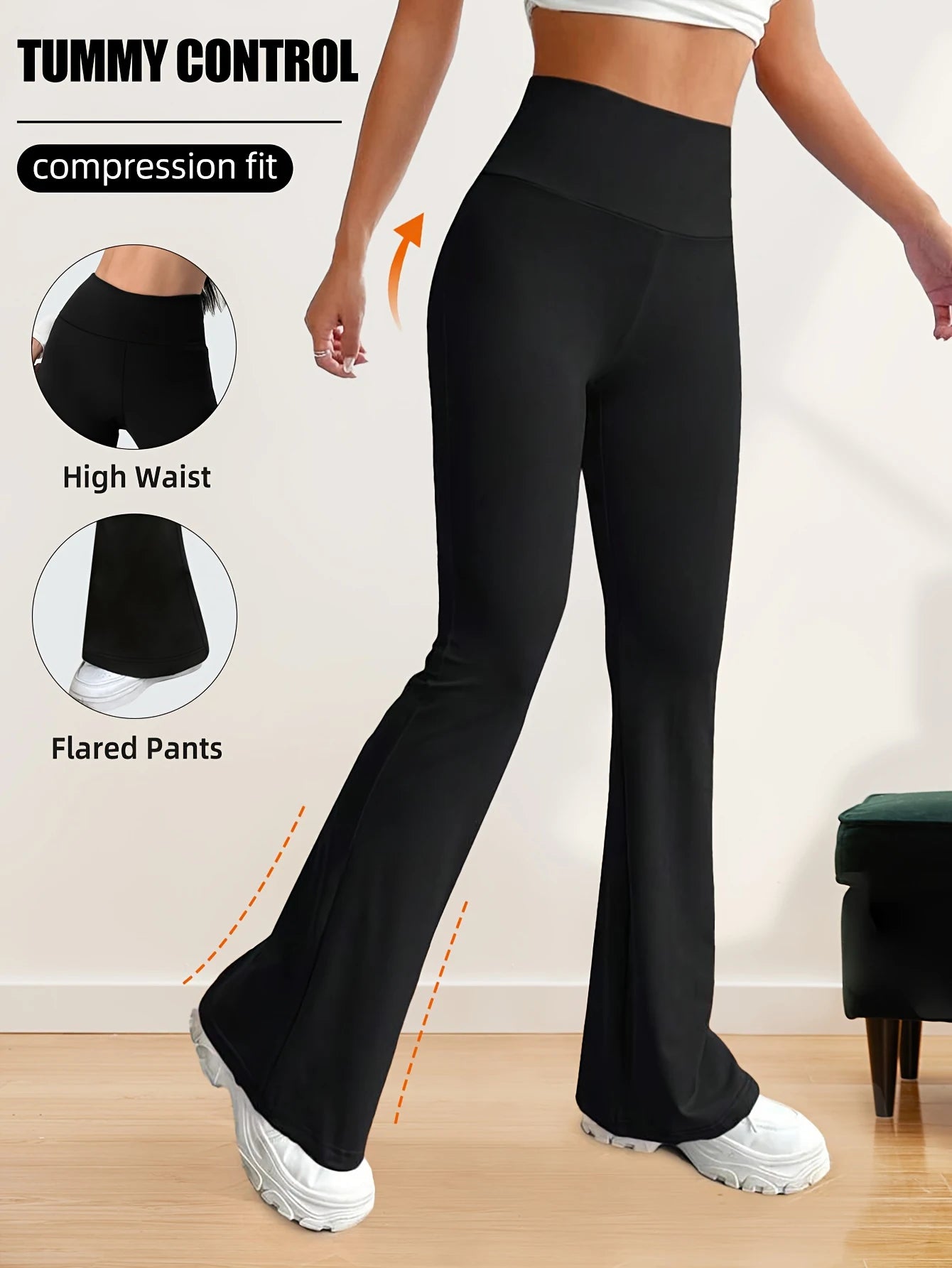 Spring and summer nude flared pants, high waisted slimming leggings, hip lifting slightly wide leg running and fitness pants
