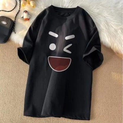 8XL Korean loose fit fashionable trendy American retro happy emotional T-shirt casual men multifunctional couple set