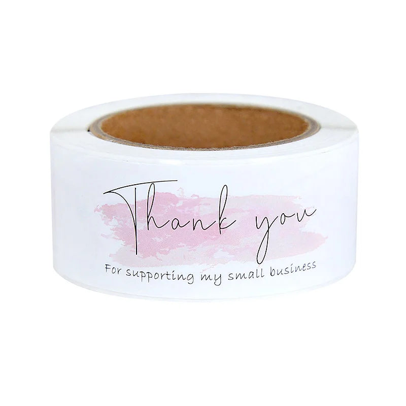 120Pcs/roll Thank You Self-adhesive Label Sticker Rectangular Sealing Stickers Business Bakery Shop Thank Customers Gifts