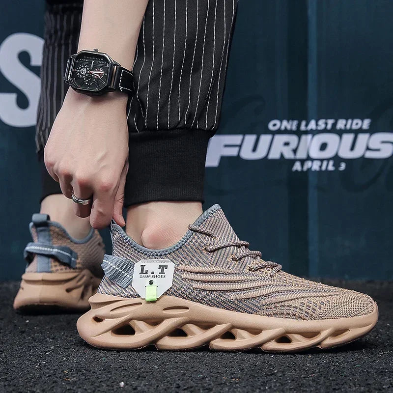 YRZL Casual Sneakers Men's Runing Shoes Outdoor Big Size Lightweight Breathable Mesh Increase Comfortable Sports Shoes for Men