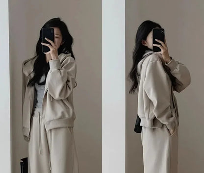 Autumn/Winter 2024 New Tea Matching Women's Clothing Set Plus Size Elegant Casual Salt System Sweatshirt Two-Piece Suit