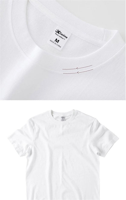 2PCS 100% Cotton Solid T Shirts Men's and Women's Short Sleeve White Tees Casual Breathable Loose Round Neck T-shirt Couple Tops