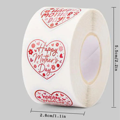 500pcs/roll New Red Heart Thank You Stickers Cute Heart-shaped Decorative Seal Labels for Wedding, Party Gifts, Business Package