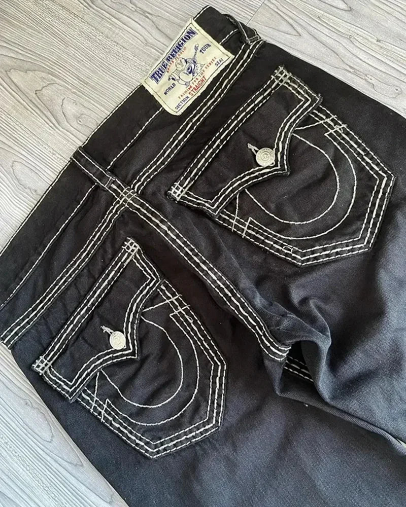 American Fashion Trend Selling Washed Jeans Women Men Y2K New Street Retro Joker Straight Wide Leg Pants Unisex Punk Loose Jeans
