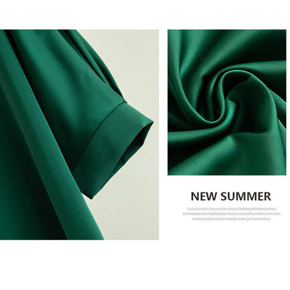 2025 New In Summer Satin Silk Half-Sleeve Tee Tops Basic Solid Women‘s T-Shirt Casual O-neck Thin Shirts Ladies Loose Blouses