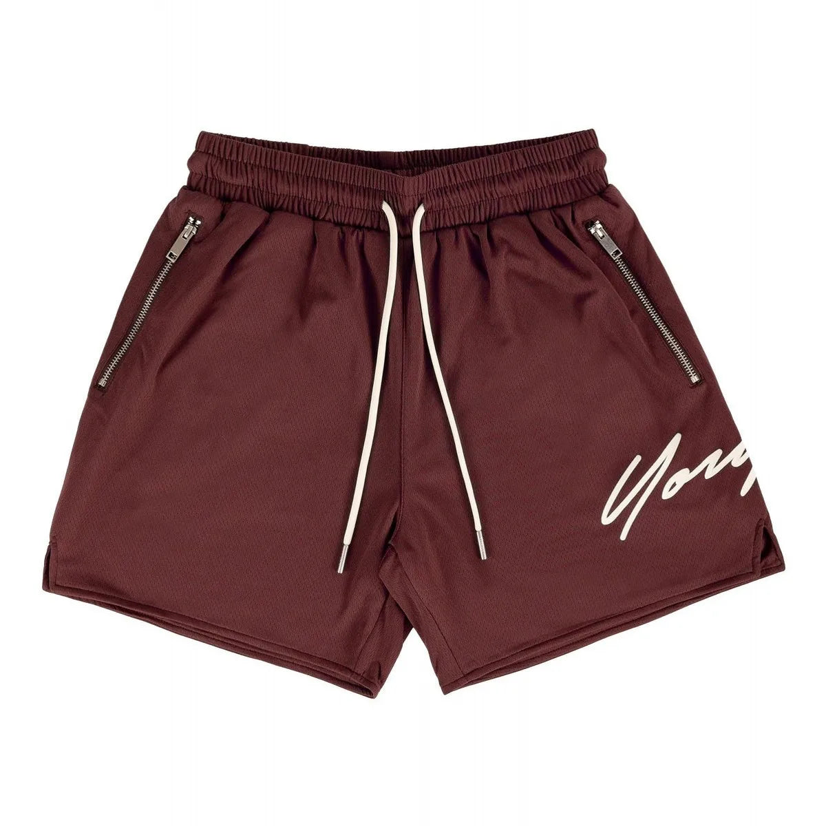 Woven Sports Quick Drying Black Shorts Men's Fitness Tide Brand Bodybuilding Slim Zipper Pocket Running Hip-hop Training Pants