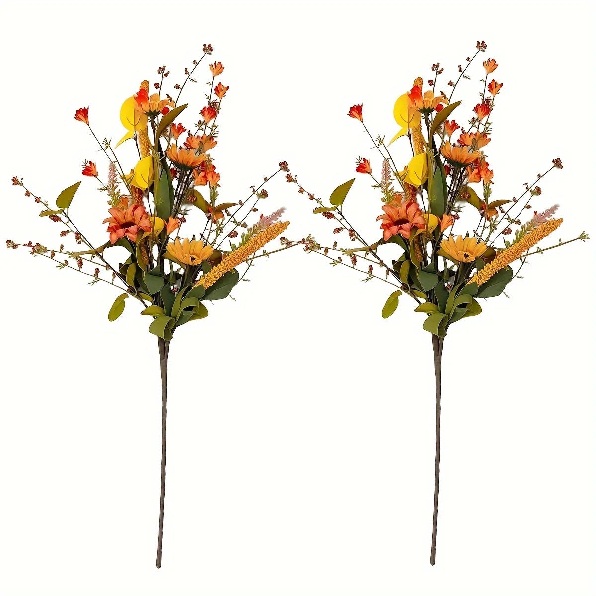 2pcs Silky Flower Bouquets, 21.7" Artificial Flowers for Kitchen & Living Room Decor Table Centerpiece, Spring Summer Home Decor